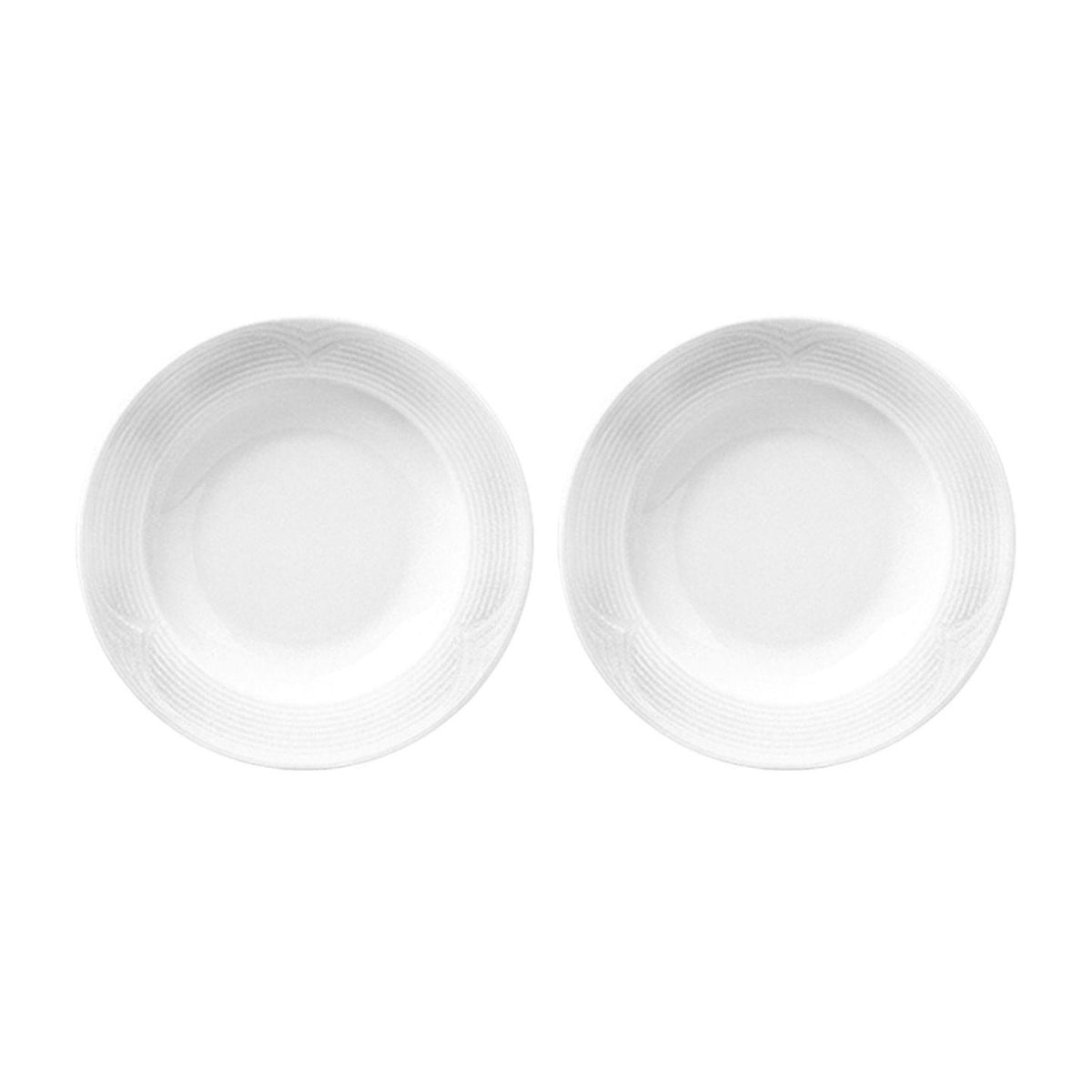 Porcelain Saturn dia.11.75" h:2" 22 oz. Round White Porcelain Bowl (Set of 2)