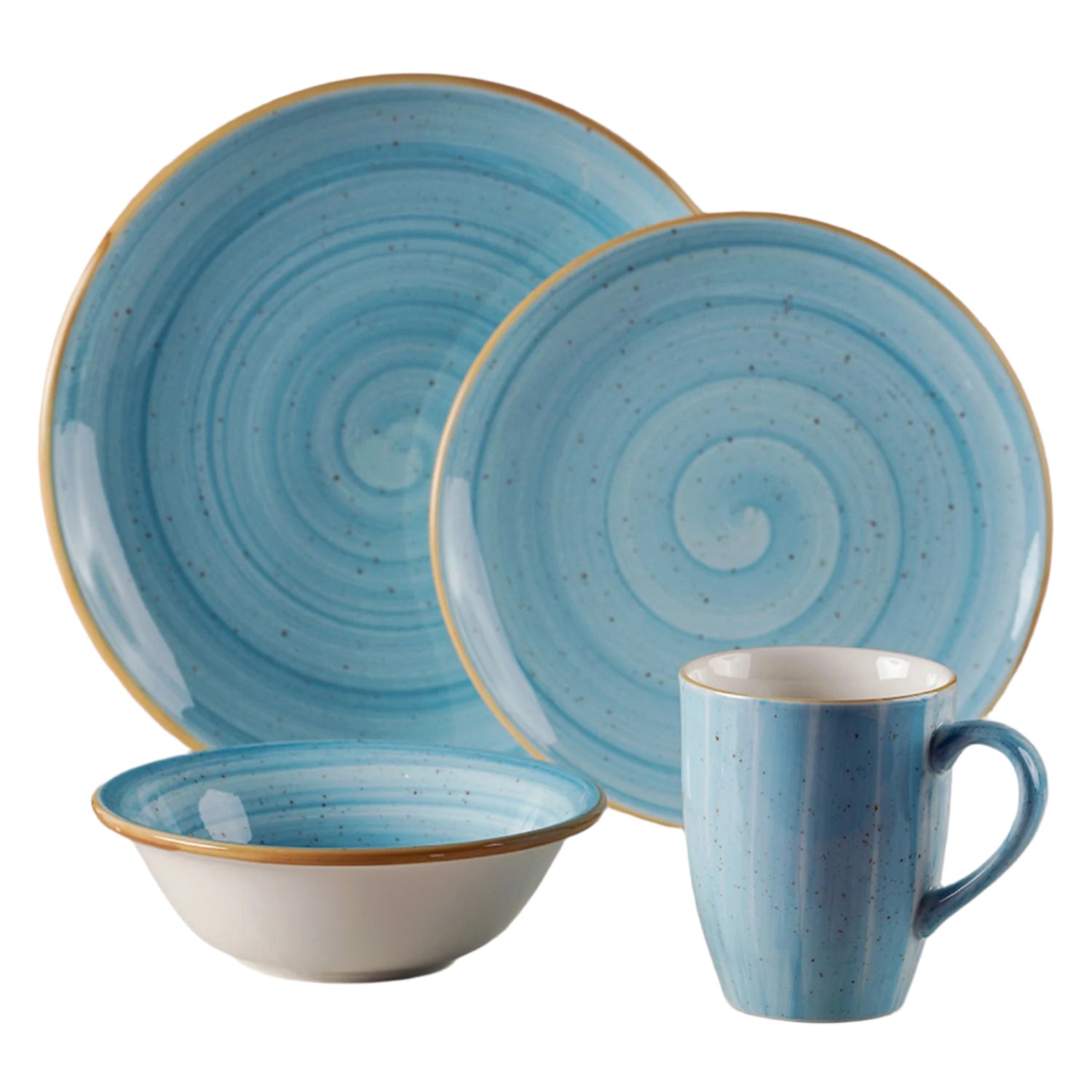 Aqua Collection 4-Piece Dinnerware Set For 1