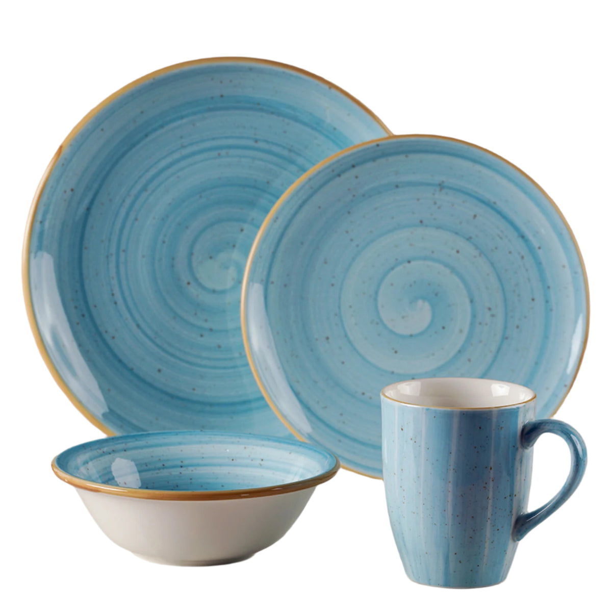 Sea Blue Collection 4-Piece Dinnerware Set For 1