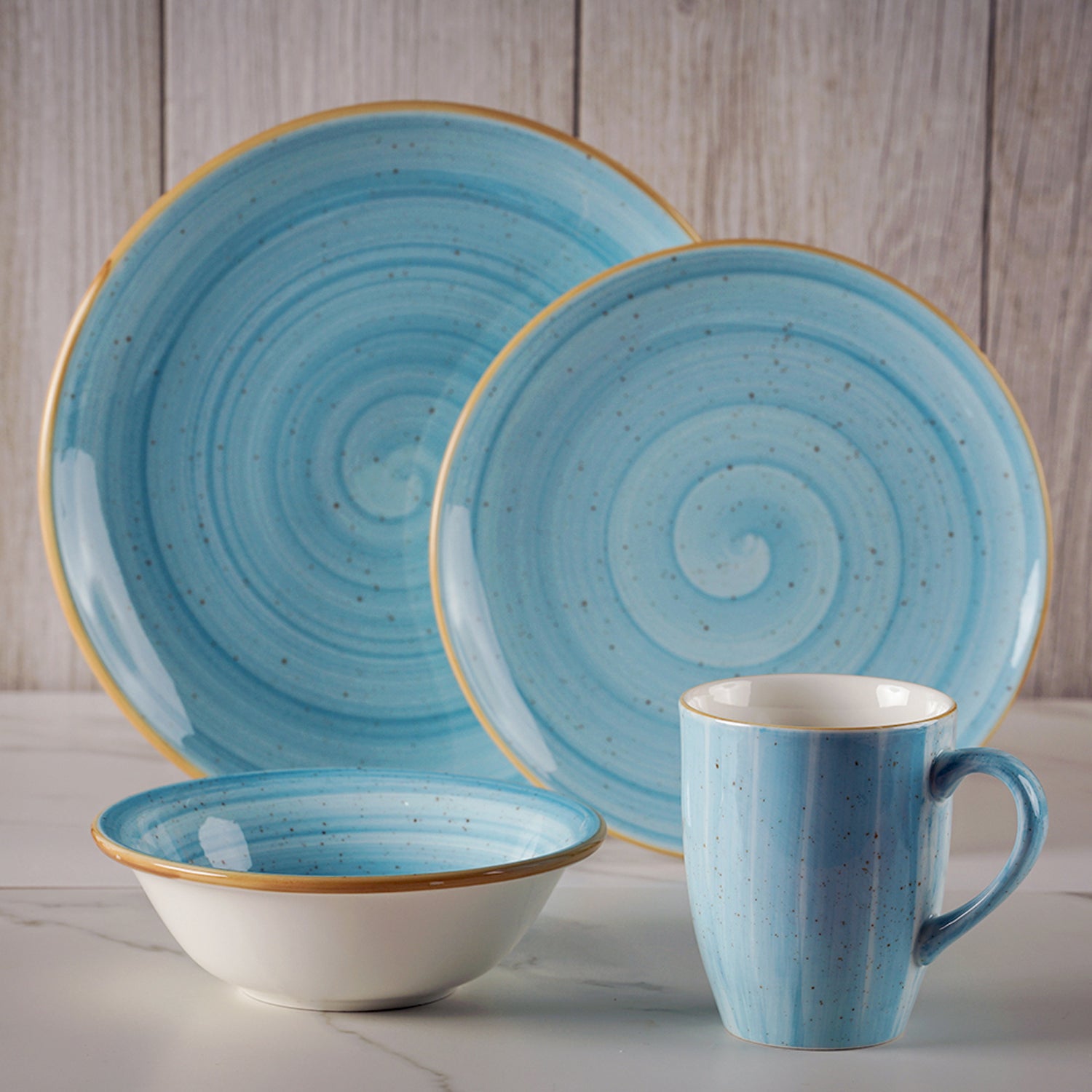 Aqua Collection 4-Piece Dinnerware Set For 1