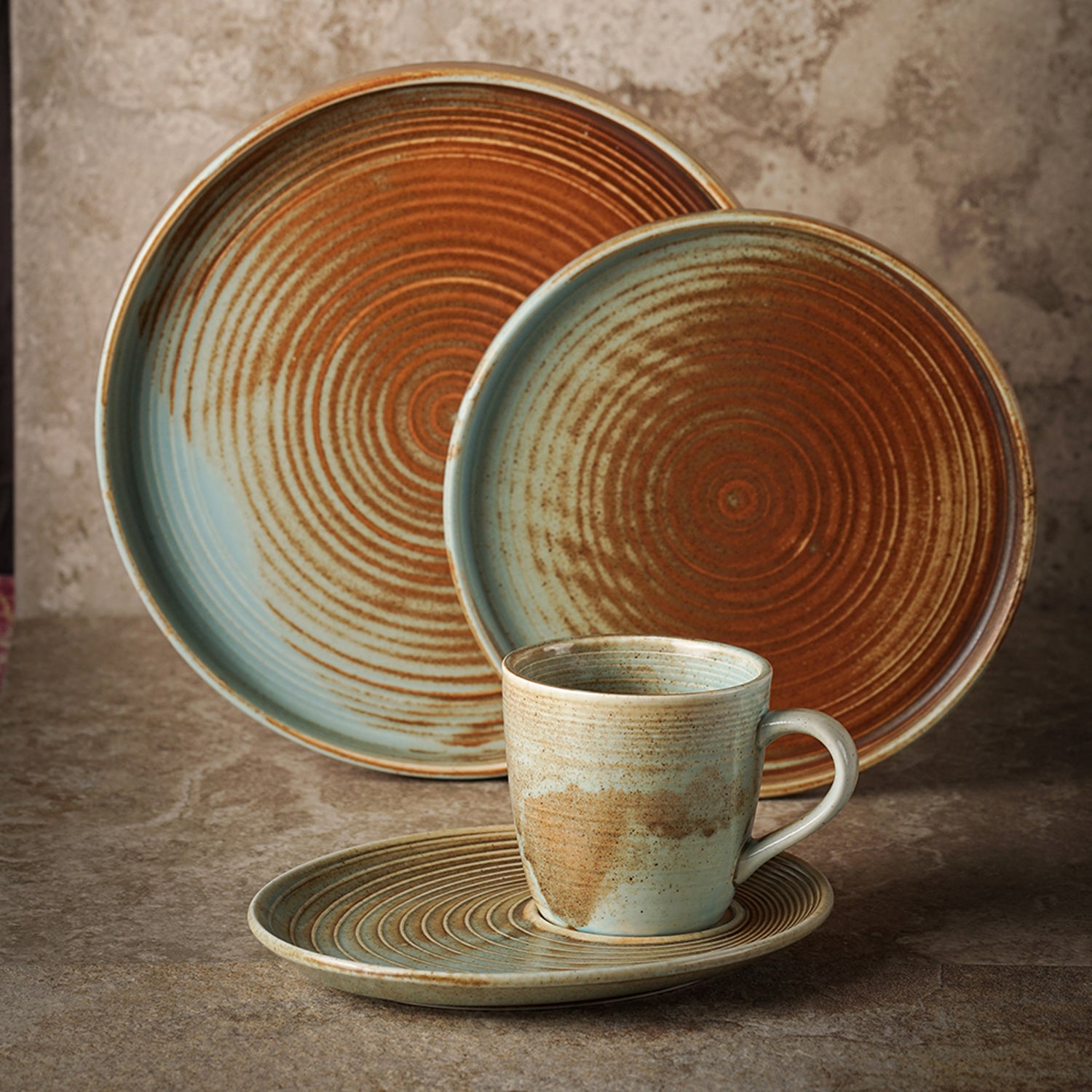 Coral Reactive Glaze Collection 4-Piece Dinnerware Set For 1