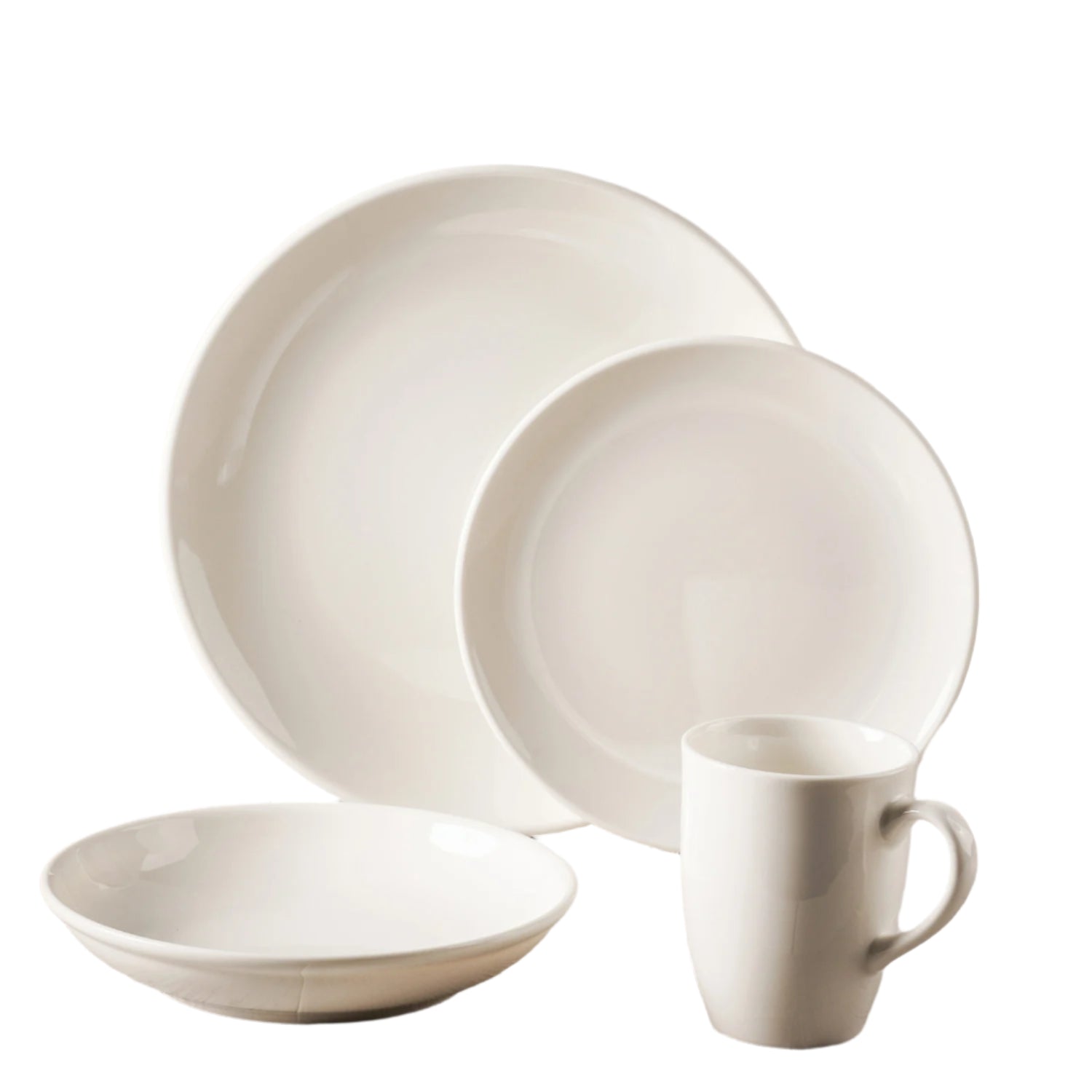 Warm White 4-Piece Dinnerware Set For 1