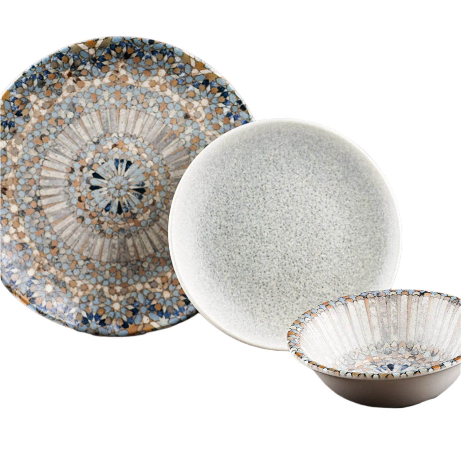 Ocean Mosaic Collection 3 Piece Dinnerware Set For 1