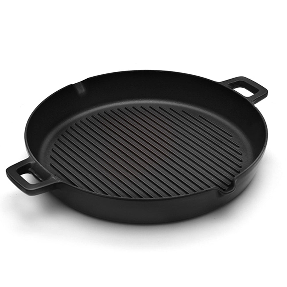 Matte Black 11.75 inch Cast Iron Grill Pan