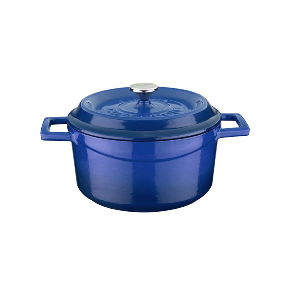 Round Blue Dutch Oven dia.7.75" h:4" 3 qt