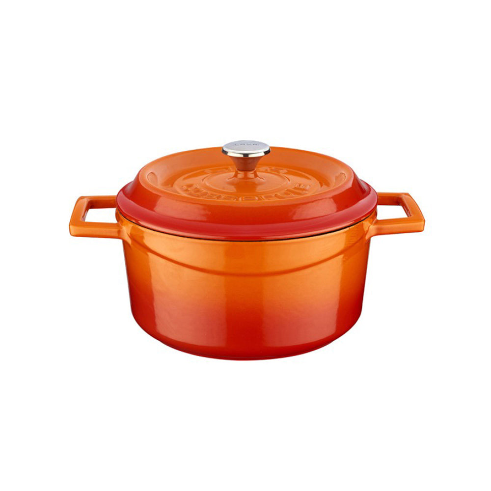 Round Orange Dutch Oven dia.7.75" h:4" 3 qt