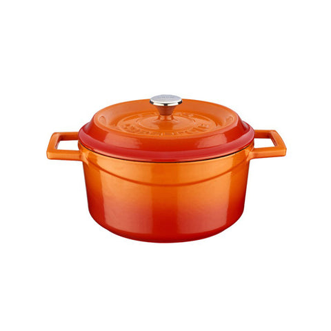 Round Orange Dutch Oven dia.7.75" h:4" 3 qt