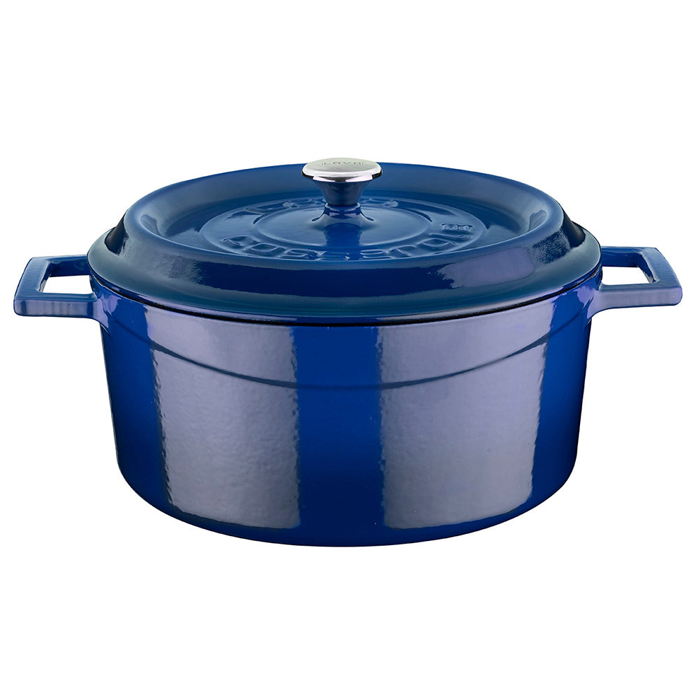 Round Blue Dutch Oven dia.9.5" h:4" 4.75 qt