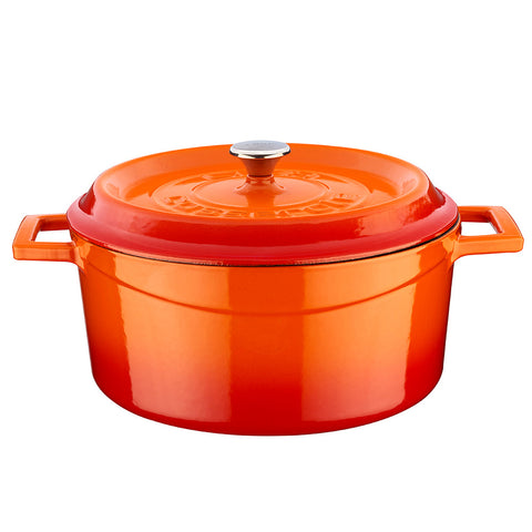 Round Orange Dutch Oven dia.9.5" h:4" 4.75 qt