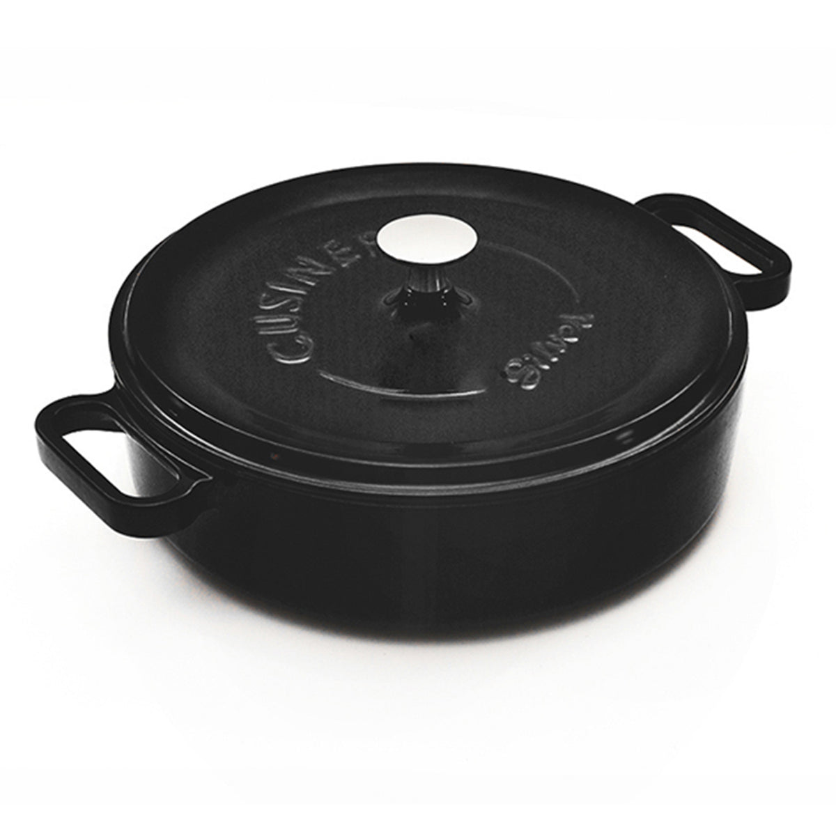 Matte Black Shallow 11" Cast Iron Pot