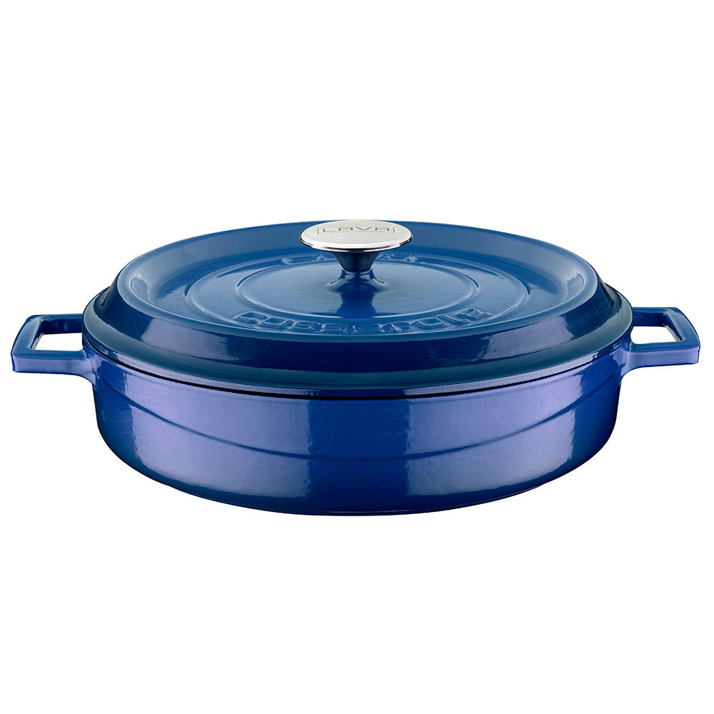 Round Blue Dutch Oven dia.11" h:2" 3.75 qt