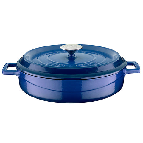 Round Blue Dutch Oven dia.11" h:2" 3.75 qt