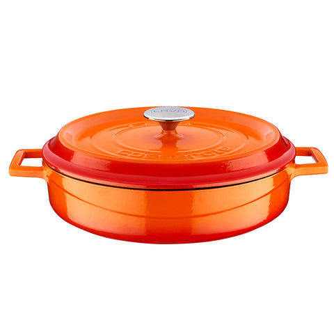 Round Orange Dutch Oven dia.11" h:2" 3.75 qt