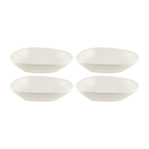 Bonna China Flow 4" x 3" x h:0.75" 1 oz. Organic Warm White Porcelain Bowl (Set of 4)