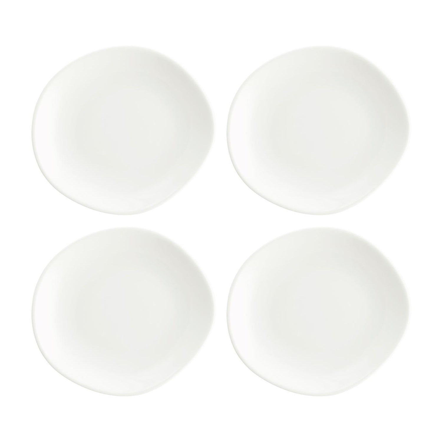 Bonna China Flow 6" x 5.5"  Organic Warm White Porcelain Plate (Set of 4)