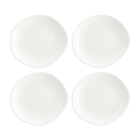 Bonna China Flow 6" x 5.5"  Organic Warm White Porcelain Plate (Set of 4)