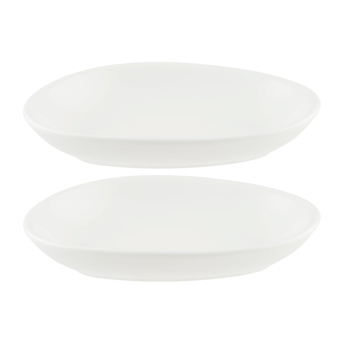 Bonna China Flow 6" x 4" x h:1" Organic Warm White Porcelain Platter (Set of 2)