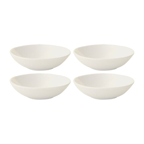 Bonna China Flow 7" x 6.5" x h:2" 17 oz. Organic Warm White Porcelain Bowl (Set of 4)